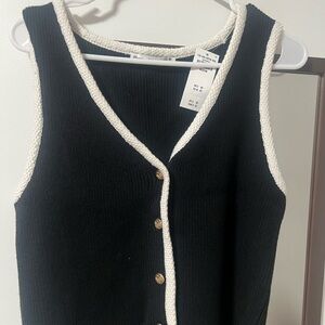 Abercrombie Knit Sleeveless Cardigan with White Trim